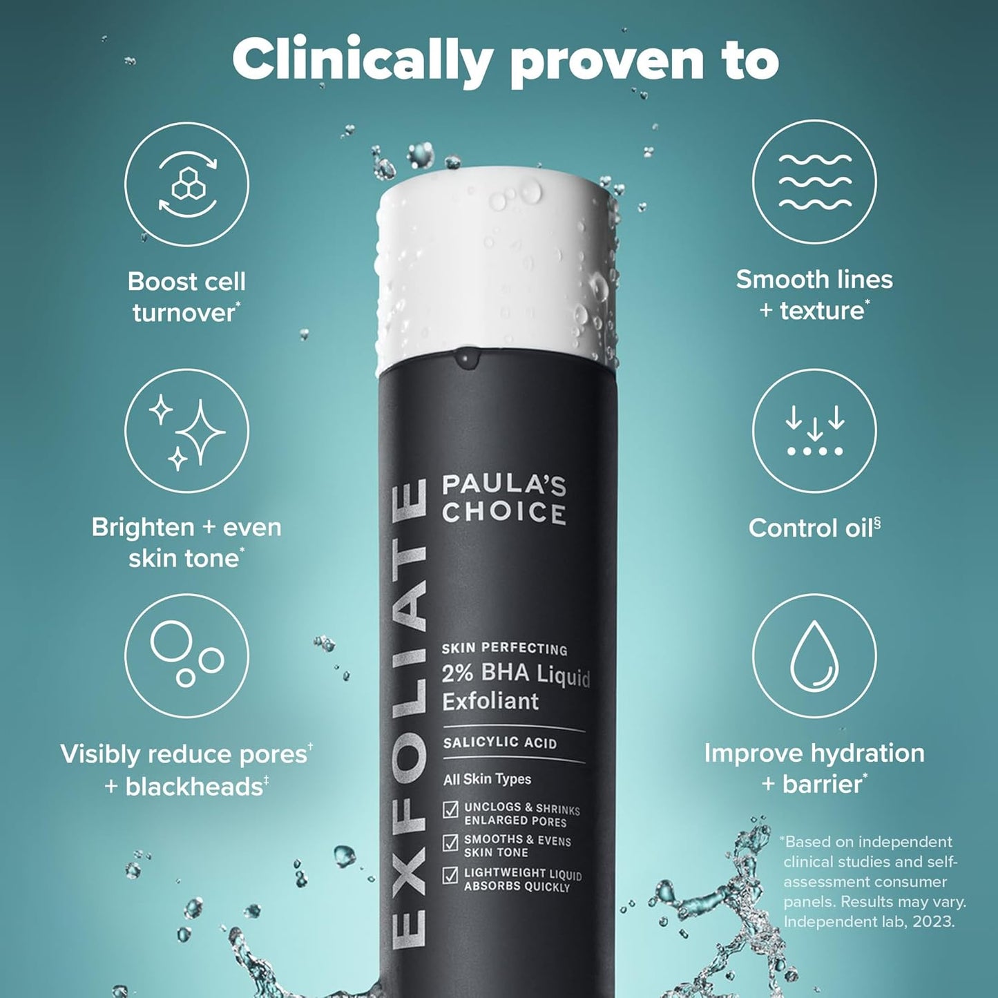 SKIN PERFECTING 2% BHA Liquid Salicylic Acid Exfoliant-Facial Exfoliant for Blackheads, Enlarged Pores, Wrinkles & Fine Lines