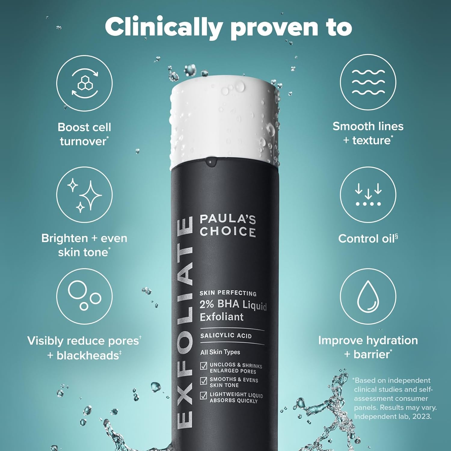 SKIN PERFECTING 2% BHA Liquid Salicylic Acid Exfoliant-Facial Exfoliant for Blackheads, Enlarged Pores, Wrinkles & Fine Lines