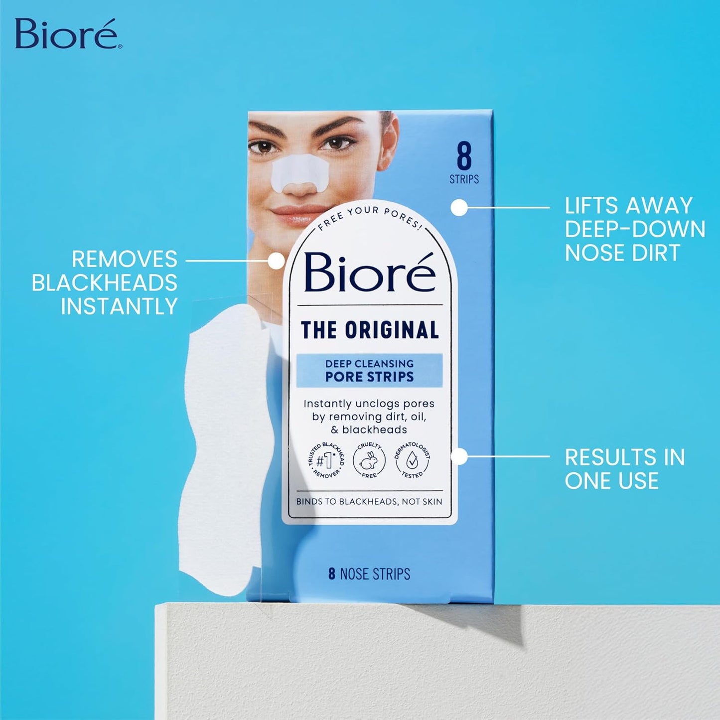 Original Blackhead Remover Strips, Deep Cleansing Nose Strips with Instant Pore Unclogging, Features C-Bond Technology, Oil-Free, Non-Comedogenic Use, 14 Count