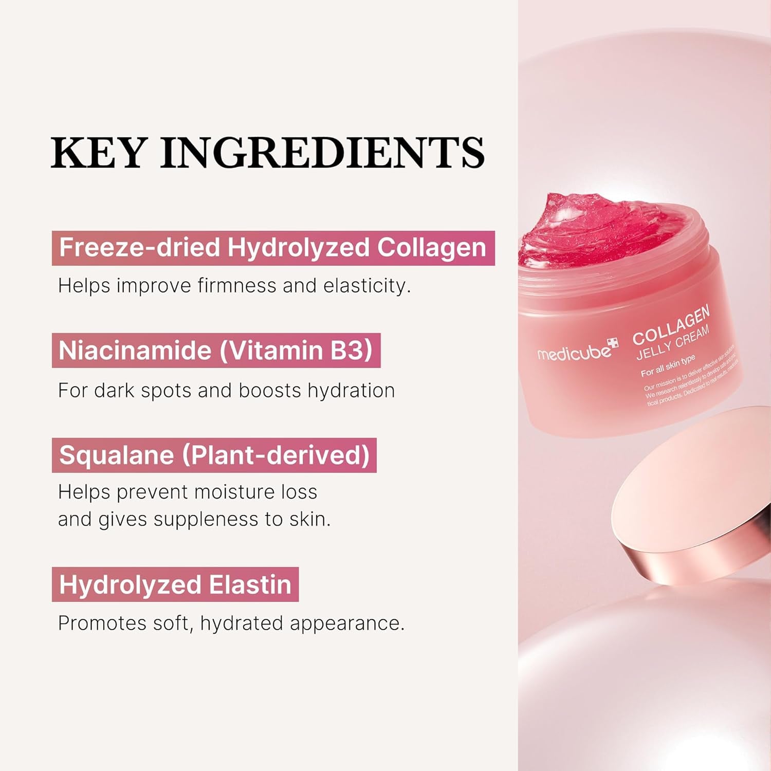 Collagen Jelly Cream- Niacinamide & Freeze-Dried Hydrolyzed Collagen - Boosts Skin'S Barrier Hydration and Gives 24H Glow & Lifted Look - Korean Skincare (1.69 Fl Oz (Pack of 1))