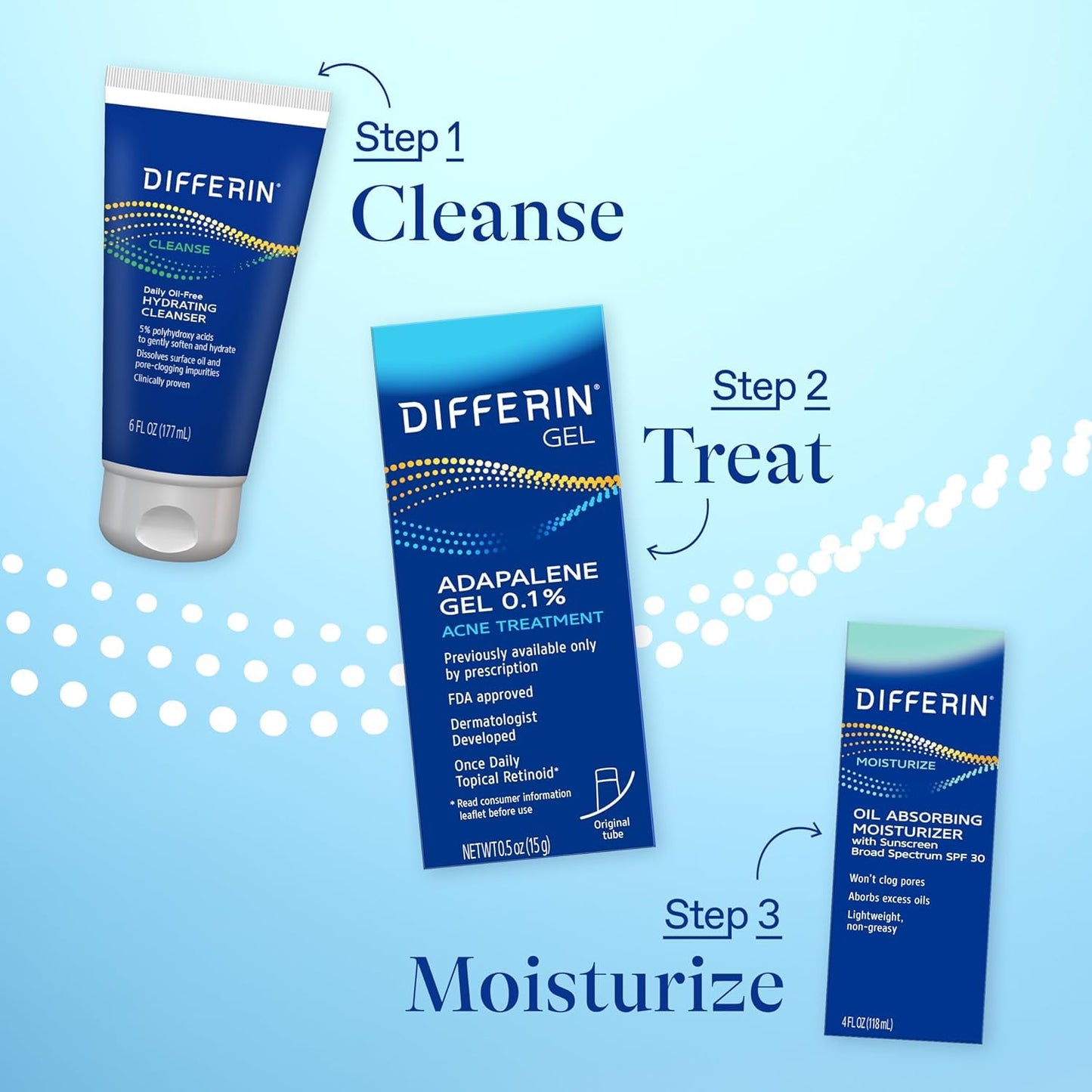 Differin Gel Acne Treatment, 0.1% Adapalene (2-Pack)