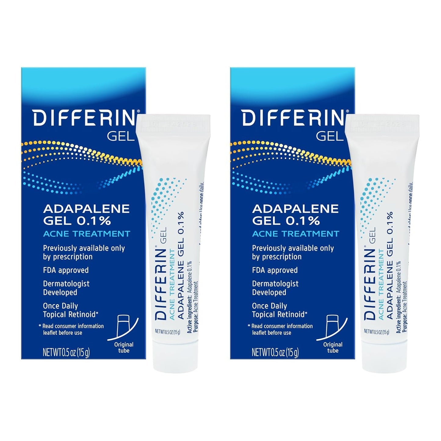 Differin Gel Acne Treatment, 0.1% Adapalene (2-Pack)