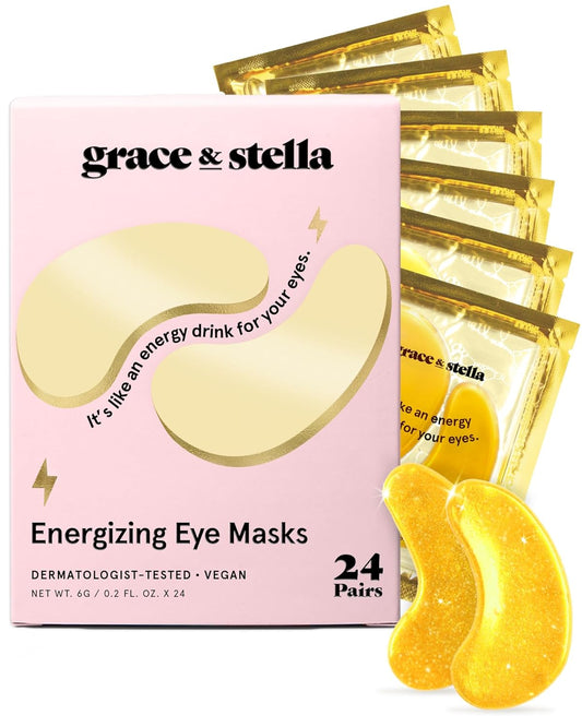 under Eye Mask - Gifts for Women - Travel Essentials - Reduce Dark Circles, Puffy Eyes, Undereye Bags, Wrinkles - Gel under Eye Patches for Bridesmaid - Vegan Self Care (24 Pairs, Gold)