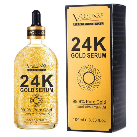 24K Gold Serum for Face,Skin Brightening anti Aging Face Serum Moisturizer with Vitamin C,Hyaluronic Acid & Argan Oil for Dark Spots & Fine Lines,Korean Skin Care Glow Collagen Booster Serum