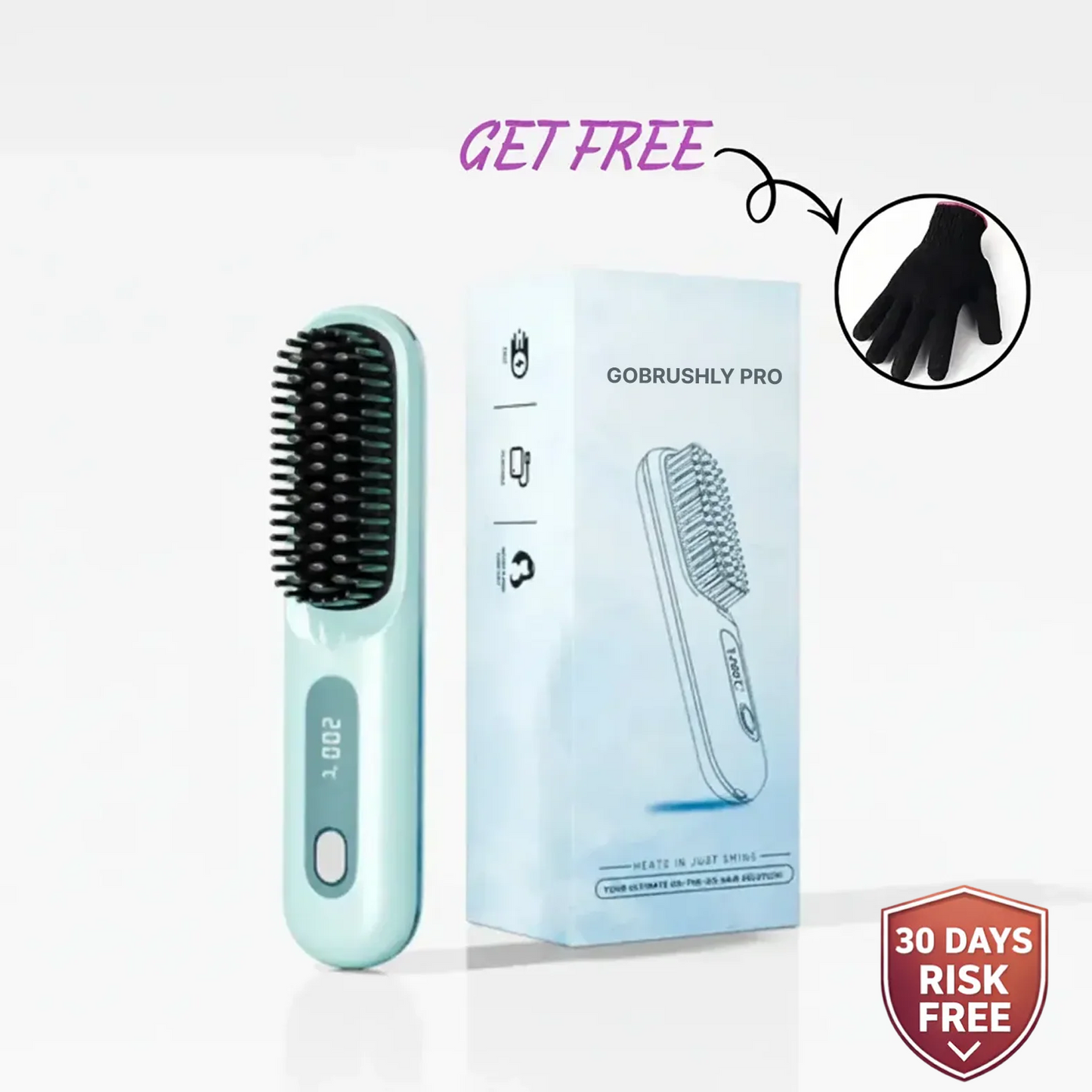 GoBrushly Pro -  Effortless Detangling for Short Hair— No Pain, No Breakage+ FREE Heat Resistant Glove