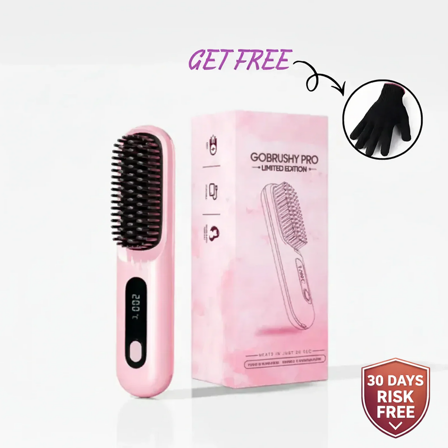 GoBrushly Pro -  Effortless Detangling for Short Hair— No Pain, No Breakage+ FREE Heat Resistant Glove